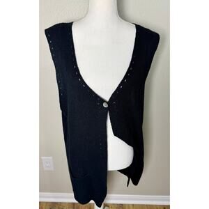 Vintage Chico’s black open front sweater vest cardigan sz 2 (Lg12) linen cotton